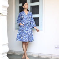 purple and blue block printed robe - The Fox and the Mermaid