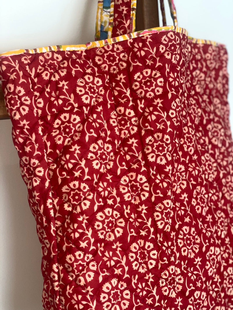 red block printed bag  - The Fox and the Mermaid