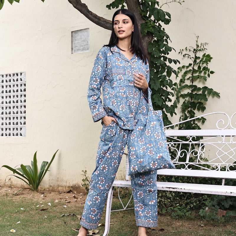 indian block printed pjs and matching bag - The Fox and the Mermaid