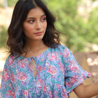 detail-neckine of block printed dress - The Fox and the Mermaid