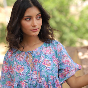 detail-neckine of block printed dress - The Fox and the Mermaid