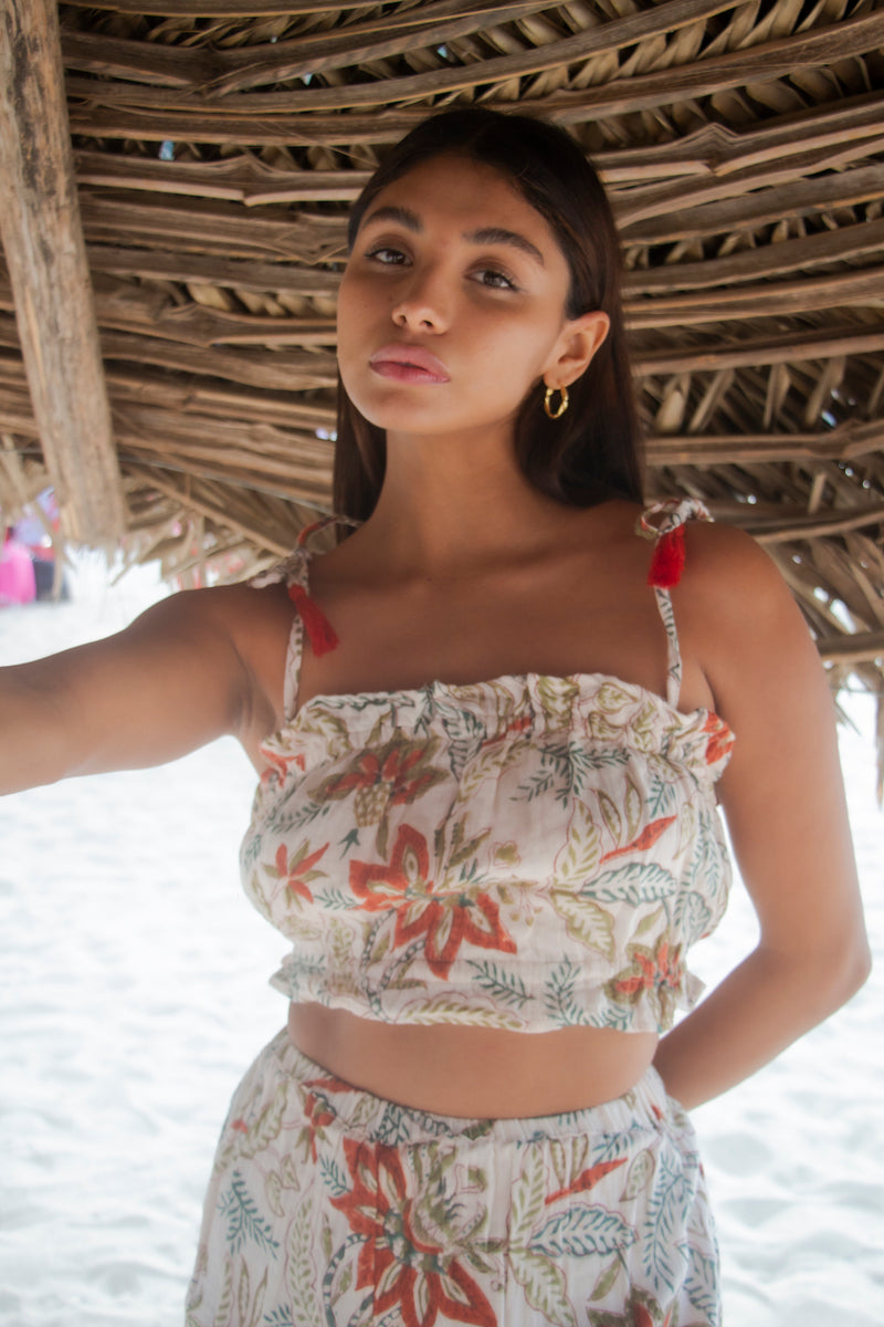 white and orange gauze top and shorts  - The Fox and the Mermaid