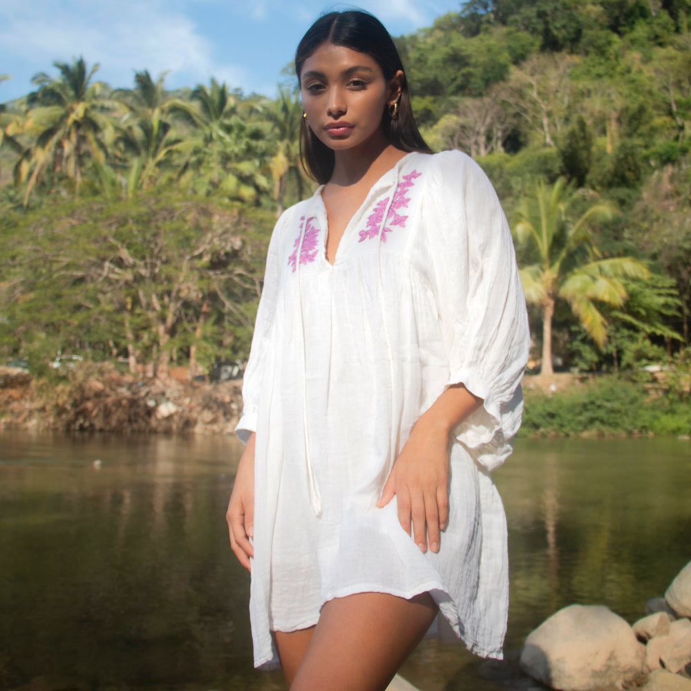 white indian cotton gauze dress 