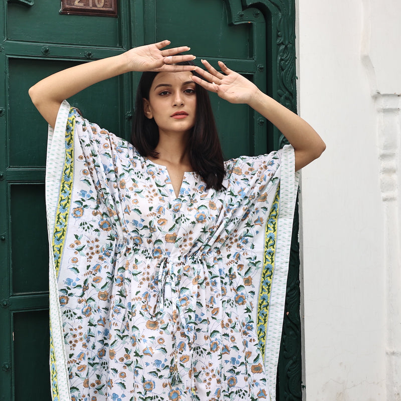 soft block printed kaftan - The Fox and the Mermaid