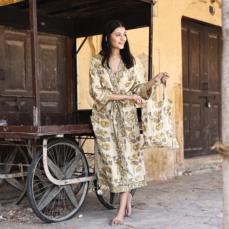yellow natural dye robe - The Fox and the Mermaid