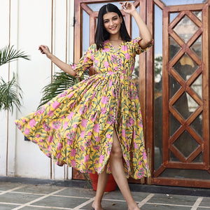 hand printed yellow dress - The Fox and the Mermaid